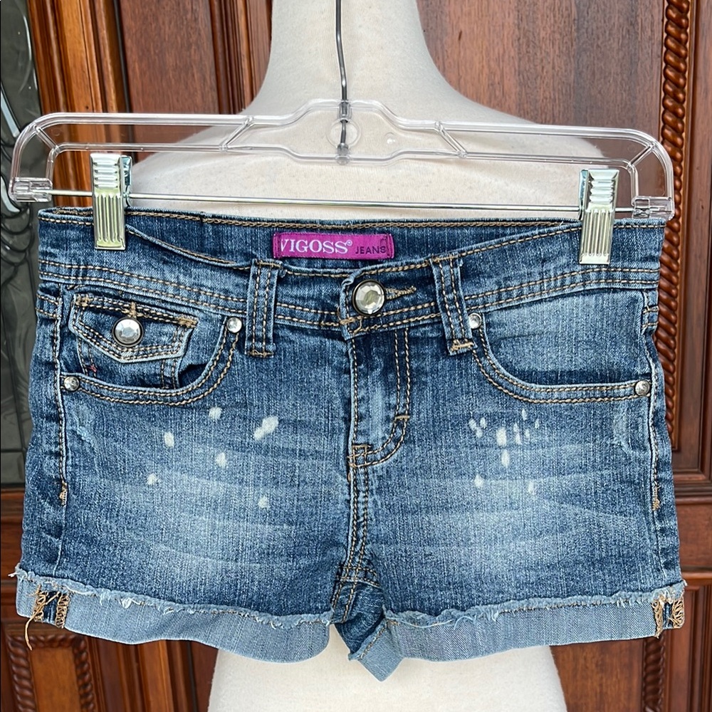 Vigoss Blue Cut-Off Denim Shorts with Distressed Details